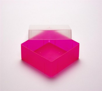 EPPi 37 Kryobox (PP) ohne Facheinteilung, neon-rot/pink, Höhe 37 mm fix