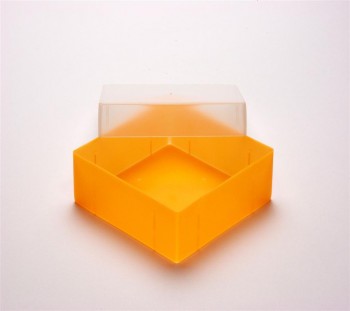 EPPi 50 Kryobox (PP) ohne Facheinteilung, neon-orange, Höhe 52 mm fix