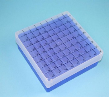 EPPi 50 Kryobox (PP) 9x9 Fächer, neon-blau, Höhe 52 mm fix