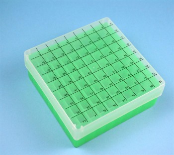 EPPi 50 Kryobox (PP) 9x9 Fächer, neon-grün, Höhe 52 mm fix