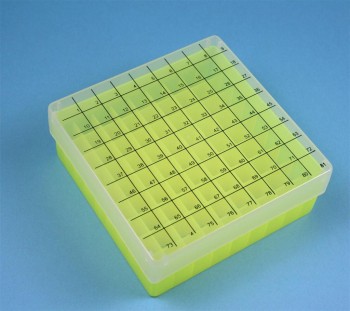 EPPi 50 Kryobox (PP) 9x9 Fächer, neon-gelb, Höhe 52 mm fix