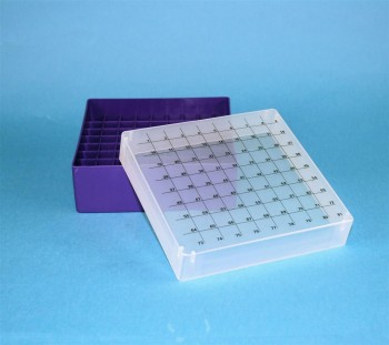 EPPi 50 Kryobox (PP) 9x9 Fächer, violett, Höhe 52 mm fix