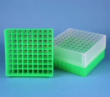 EPPi 75 Kryobox (PP) 9x9 Fächer, neon-grün, Höhe 75 mm fix
