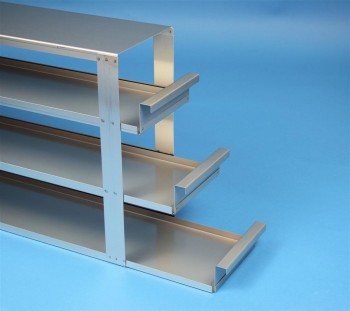 ALPHA 100 Schrankeinschub 3x3 Fächer für 9 Kryoboxen bis 136x136x103 mm, Griffkante, offene Bauform