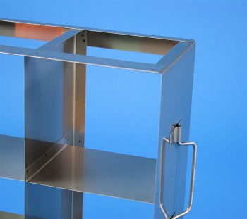 ALPHA 130 Schrankgestell 3x3 Fächer für 9 Kryoboxen bis 136x136x133 mm Klappgriff, offene Bauform