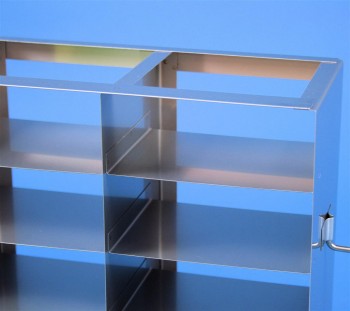 ALPHA 50 Schrankgestell 2x6 Fächer für 12 Kryoboxen bis 136x136x53 mm Klappgriff, offene Bauform