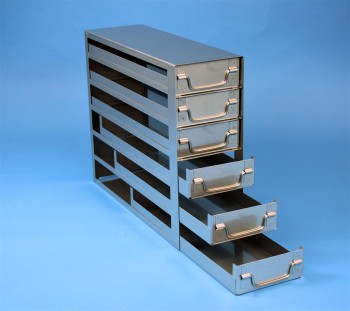 ALPHA 50 Schrankeinschub 3x6 Fächer für 18 Kryoboxen bis 136x136x53 mm, Klappgriff, offene Bauform