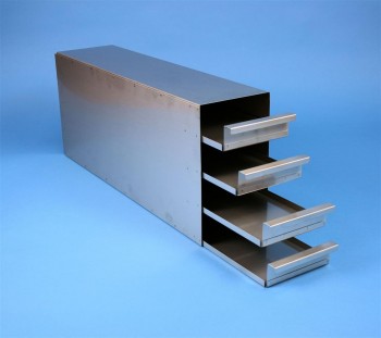 ALPHA 50 Schrankeinschub 4x4 Fächer für 16 Kryoboxen bis 136x136x53 mm, Griffkante, geschlossene Bauform