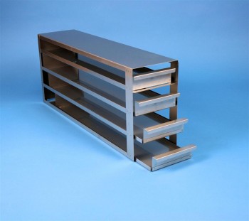 ALPHA 50 Schrankeinschub 4x4 Fächer für 16 Kryoboxen bis 136x136x53 mm, Griffkante, offene Bauform