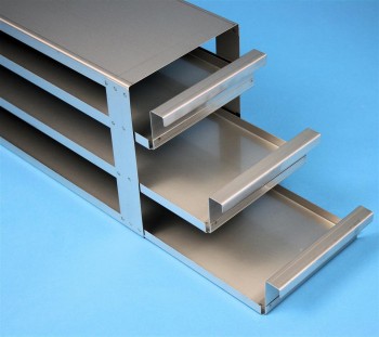 EPPi 45+50 Schrankeinschub 5x3 Fächer für 15 Kryoboxen bis 133x133x53 mm, Griffkante, offene Bauform