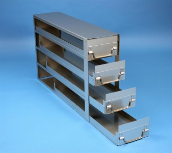 EPPi 70+75 Schrankeinschub 4x4 Fächer für 16 Kryoboxen bis 133x133x76 mm, Klappgriff, offene Bauform