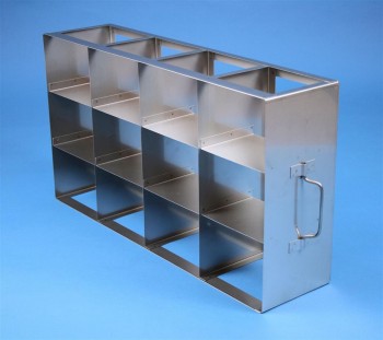 EPPi 95+96 Schrankgestell 4x3 Fächer für 12 Kryoboxen bis 133x133x97 mm Klappgriff, offene Bauform