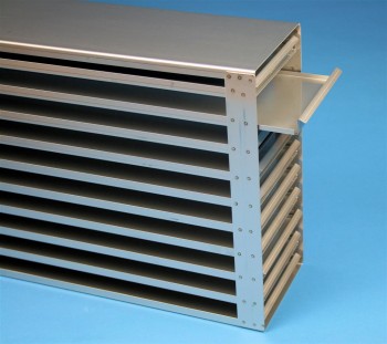 MTP 26 Schrankeinschub 4x10 Fächer für 40 MT-Platten bis 86x128x26 mm, Griffleiste, offene Bauform
