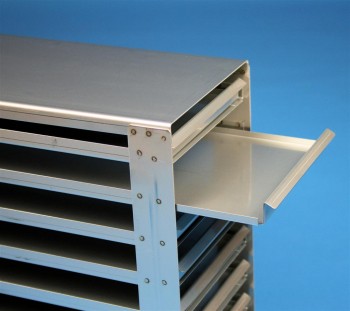 MTP 26 Schrankeinschub 5x11 Fächer für 55 MT-Platten bis 86x128x26 mm, Griffleiste, offene Bauform