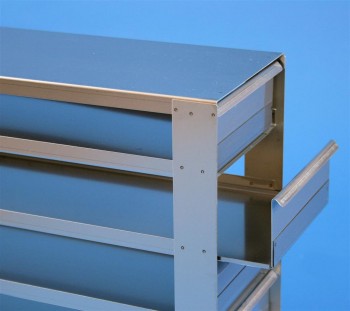 MTP 53 Schrankeinschub 8x5 Fächer für 40 MT-Platten bis 86x128x53 mm, Griffleiste, offene Bauform