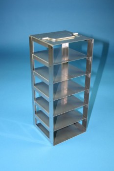 BRAVO 25 Truhengestell für 12 Kryoboxen (6x2) bis 133x133x28 mm Klappgriff, Edelstahl