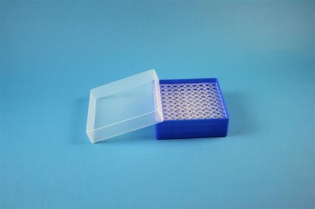 EPPi 45 Kryobox (PP) 10x10 Löcher, neon-blau, Höhe 45-53 mm variabel