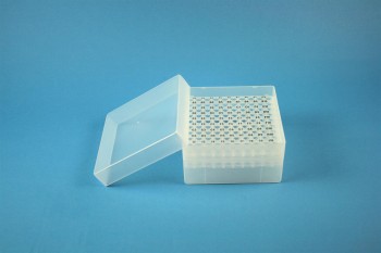 EPPi 70 Kryobox (PP) 10x10 Löcher, transparent, Höhe 70-80 mm variabel