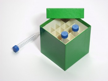 CellBox Mini Kryobox (Karton spezial) 5x5 Fächer, grün, Höhe 128 mm