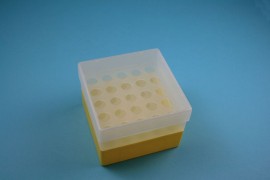 EPPi Kryobox 96 / 5x5 Löcher, gelb, Höhe 96-106 mm variabel