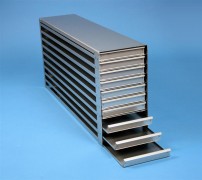 MTP 18 Schrankeinschub 6x10 Fächer für 60 MT-Platten bis 86x128x18 mm, Griffleiste, offene Bauform
