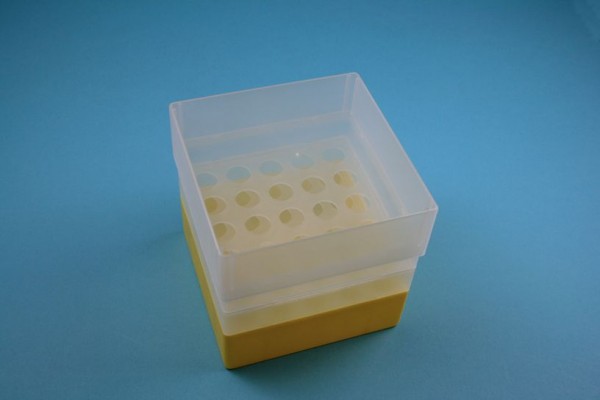 EPPi Kryobox 128 / 5x5 Löcher, gelb, Höhe 128 mm fix