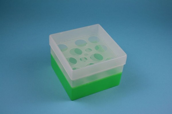 EPPi Kryobox 96 / 10 Löcher, grün, Höhe 96-106 mm variabel