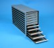MTP 18 Schrankeinschub 5x11 Fächer für 55 MT-Platten bis 86x128x18 mm, Griffleiste, offene Bauform