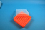 EPPi 50 Kryobox (PP) 9x9 Fächer, neon-orange, Höhe 52 mm fix