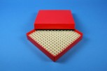 ALPHA 25 Kryobox (Karton spezial) 16x16 Fächer, rot, Höhe 25 mm