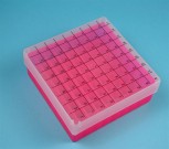 EPPi 50 Kryobox (PP) 9x9 Fächer, neon-rot/pink, Höhe 52 mm fix