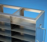 EPPi 32 Schrankgestell 5x5 Fächer für 25 Kryoboxen bis 133x133x32 mm Klappgriff, offene Bauform