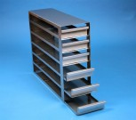 EPPi 45+50 Schrankeinschub 3x6 Fächer für 18 Kryoboxen bis 133x133x53 mm, Griffkante, offene Bauform