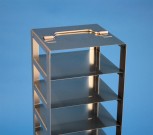 BRAVO 25 Truhengestell für 14 Kryoboxen (7x2) bis 133x133x28 mm Klappgriff, Edelstahl