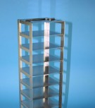 BRAVO 25 Truhengestell für 20 Kryoboxen (10x2) bis 133x133x28 mm Klappgriff, Edelstahl